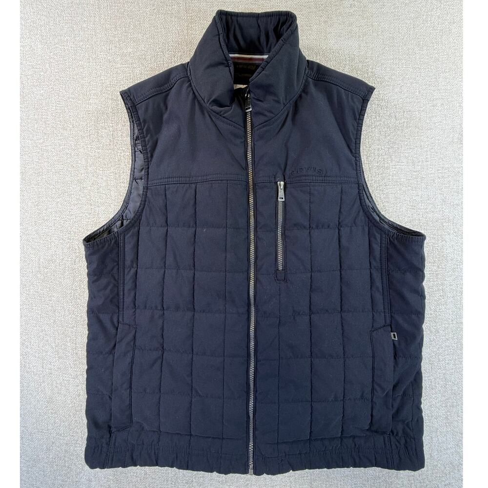 Orvis Men's Large Black Quilted Full Zip Vest Outdoor Hunting Casual Layering
